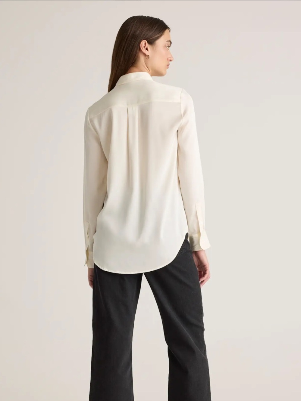 Quince Washable Stretch Silk Blouse Ivory Sz L New With Tags - Picture 15 of 15